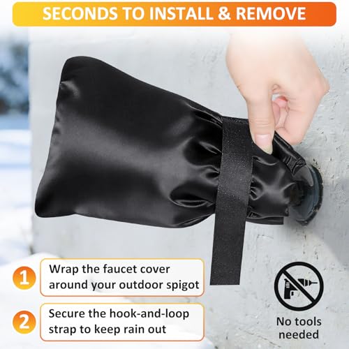 TUPI 2 Pack Outdoor Faucet Covers for Winter | Pro Freeze Protection | Waterproof Spigot Cover, Reusable Winter Insulated Faucet Pipe Protector for Outside Spigot, Hose bib, Water Tap, 8.5" H x6.1 W