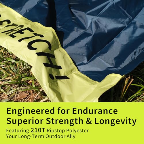 morning deer 65"x60" Lightweight Packable Picnic Mat & Canopy 2-in-1 Double-Sided Waterproof Groundsheet with 4 Tarp Stakes Camping Moisture-Proof Mat Lawn & Beach Mat for Backpacking, Beach, Park