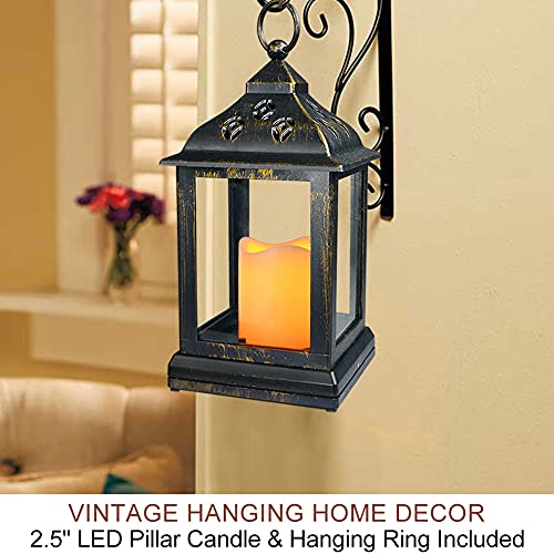 Bright Zeal 2-Pack 9.5" Distressed Bronzes Indoor Candle Lantern with LED Flameless Candle - Battery Operated Lanterns Indoor Decorative Lanterns with Timer Candles - color: [2-Pack] Distressed BRONZES - ABS Thermoplastic Construction