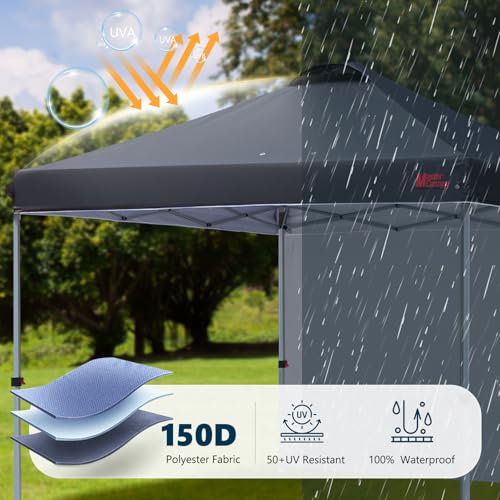 MASTERCANOPY Durable Pop-up Canopy Tent with 1 Sidewall (10'x10',Black) - color: Black, size: 10x10