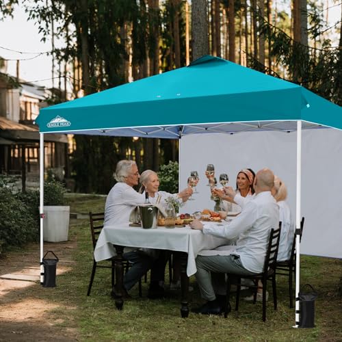 EAGLE PEAK Commercial Canopy 12x12 Pop Up Canopy Tent with 1 Sidewall, Easy Setup Heavy Duty Instant Event Shelter for Vendors & Markets, Outdoor Sun Shade, Turquoise - color: Turquoise, size: 12x12