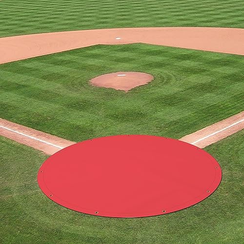 Covers & All Heavy Duty Round Tarp – 18 oz Waterproof PVC Vinyl Tarp, Tear & UV Resistant with Reinforced Edges and Grommets for Patio, Pool & Equipment Protection (12 ft Diameter, Red)