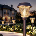 XMCOSY+ Solar Pathway Lights Outdoor, 6 Pack Decorative Crackled Glass Garden Lights, Soft Warm White Glow, Auto On/Off LED Waterproof Landscape Lighting for Yard Walkway Patio - size: 6 Packs