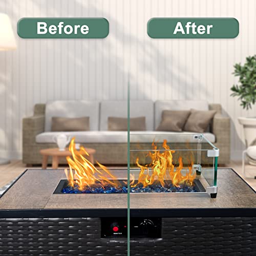 GASPRO 17.5" x 17.5" x 6" Fire Pit Wind Guard Square, Tempered Glass Firepit Table Shield, Thick and Sturdy, with Hard Aluminum Corner Bracket & Rubber Feet, Easy to Assemble - size: 17.5" x 17.5" x 6"