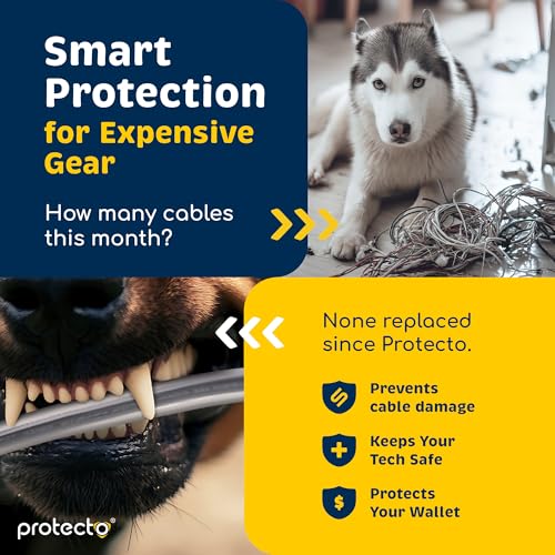PROTECTO Heavy Duty Cord Protectors from Pets No Chew Solution, 10ft Easy to Use Dog & Cat Cord Protector, Clear & Odorless Critter Cord Covers for Pets, Power Audio & Video Wire Protector Tubing - color: Clear, size: 3/8"-10ft - 1pk