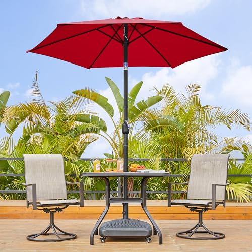 Yaheetech 7.5FT Patio Umbrella Market Umbrella with 6 Ribs Push Button Tilt and Crank Garden Table Umbrella for Garden, Deck, Backyard, Pool, Beach Red - color: Red, size: 7.5FT