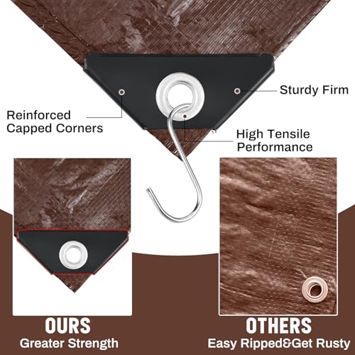 8 Pack 6 x 8 ft 5.5 Mil Large Tarps Heavy Duty Waterproof Tarp Multi Purpose Tent Cover for Home Boats Cars Camping Patio Furniture Roof Emergency Rain Protective Cover, Brown - color: Brown, size: 6 x 8 ft