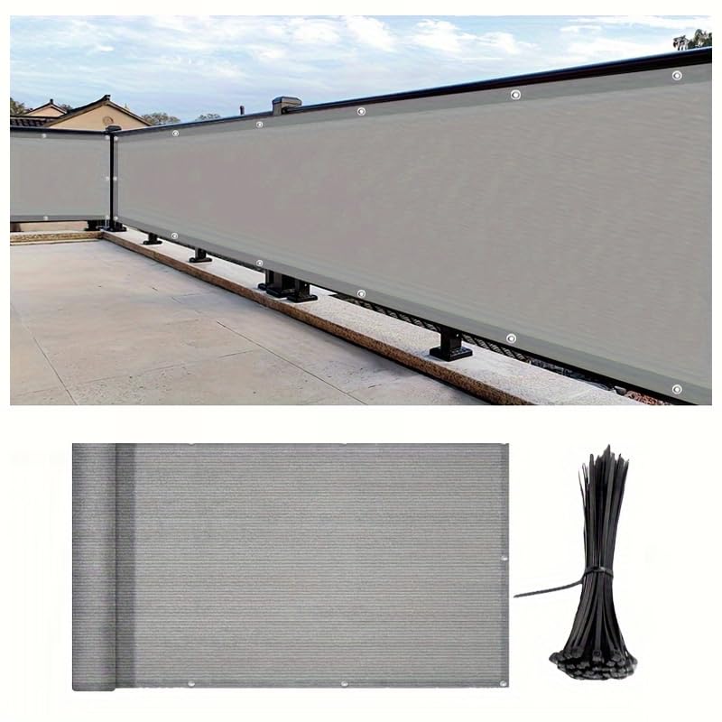 3x16.4FT Balcony Privacy Screen Fence UV Resistant Privacy Fence Screen for Patio, Heavy Duty Outdoor Wind Block Fence Covering, Stylish Seclusion Easy Installation,Gray - color: Dark Gray