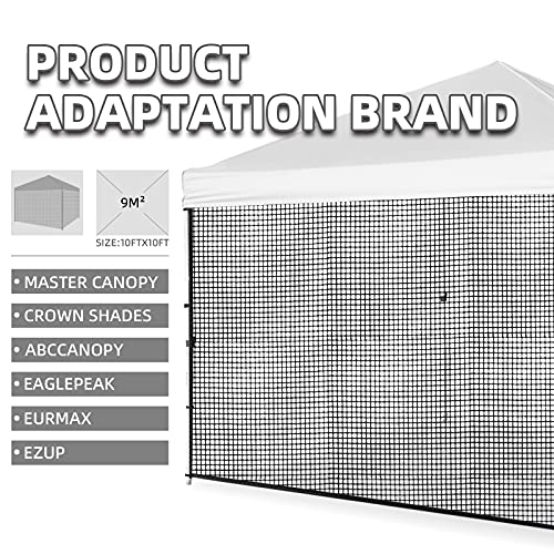 Mesh Sidewall for 10x10 Pop Up Canopy - Straight Leg, Commercial Grade Black Mesh Walls, 1 Pack Only - color: Black