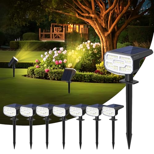 Solar Lights Outdoor Waterproof IP65,Auto On/Off, 2700K 2 Lighting Modes, Super Bright LED, Solar Powered Yard Garden Solar Spot Lights for Outside Landscape -8 Pack - color: Warm-2700K, size: 8 Pack