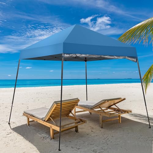 Outvita 6'x6' Pop Up Canopy Tent Commercial Instant Gazebo Tent, Waterproof & UV Protection Canopy Tent with Slant Legs & 1pc sidewall for Party Wedding Birthday BBQ Events - style: 6x6-blue