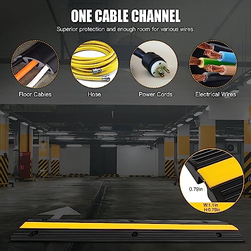 FAHKNS Flexible Cable Protector Ramps - 1-Channel Rubber Cord Cover for Floor, Concealing Wires in Homes, Warehouses - size: 4 Pack of 1 Channel