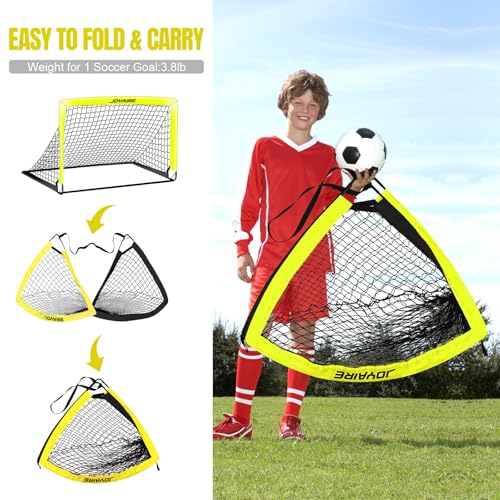 Pro-Grade Kids Backyard Soccer Goal, Tear-Resistant 5-Layer Polyester Soccer Net & 10mm Poles for Maximum Durability, 4x3ft/6x4ft/7x5ft, Pop Up Portable Soccer Training Equipment Set with Size 4 Ball - size: 6 ft x 4ft, style: Yellow