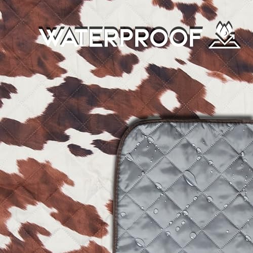 Carstens, Inc. Easy Pack Waterproof Sandproof Picnic Blanket, Lightweight Foldable Outdoor Camping Beach Mat, Large 60"x80", Cowhide - color: Cowhide