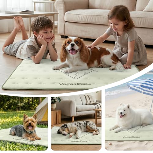 Vagascape Dog Cooling Mat 3.0 Double-Sided Usable, Thick Durable Pet Cooling Mat for Extra Large Pet, 35" x 23" Washable Cooling Mat for Dog Outdoor and Indoor - color: Green, size: M(35“×23“)