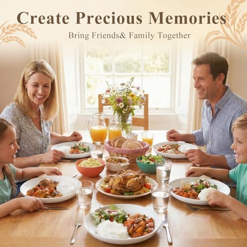 Wheat Straw Plates 9 Inch, Unbreakable & Reusable Plastic Plates Set for 8, Deep Dinner Plates for Salad, Sandwiches, Protein, Microwavable Plates for Kitchen, Party, Camping, RV - White - color: White, size: 9 inch