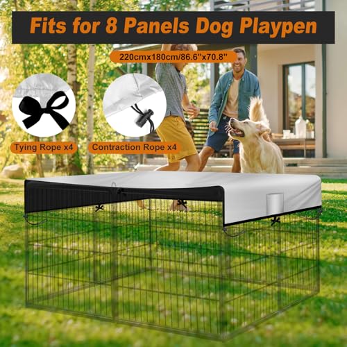 LYHNMW Dog Playpen Cover, 600D Oxford Fabric Dog Pen Canopy with Sun and Rain Protection, Specialized Fits for 24/32/40/45/50" Panels Playpen(Only Cover) - size: Fit 8 Panels