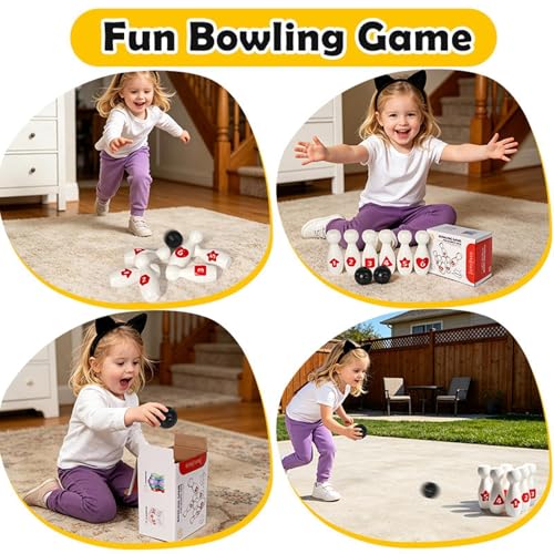 Kids Bowling Set - Outdoor Activity Gear, Vibrant Excitement Station, Reliable Administrative Utility Station, Performance Wrap Tool | for Professional Daily Game Requirement Needs Party Task - color: White
