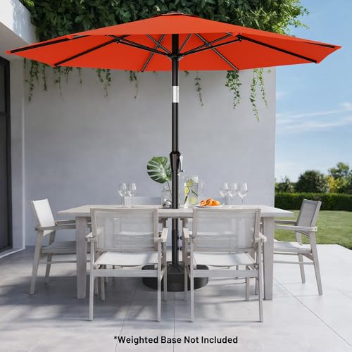 AreShark 10 FT Outdoor Patio Umbrella, Patio Table Umbrella with Push Button Tilt and Crank, Outdoor Patio Umbrellas with 8 Fiberglass Ribs, Patio Umbrellas for Market, Garden, Pool (Orange) - color: Orange