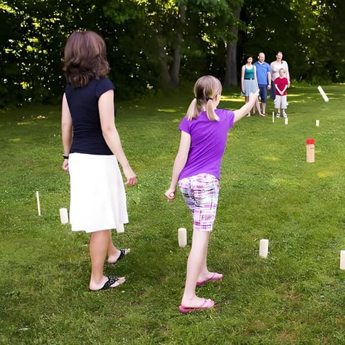 OLSA Kubb Outdoor Games Kubb Yard Games for Adults Family Viking Chess Lawn Game with Carrying Bag Giant Outdoor Toss Games for Backyard Beach Park Camping (Measuring Tape Included)
