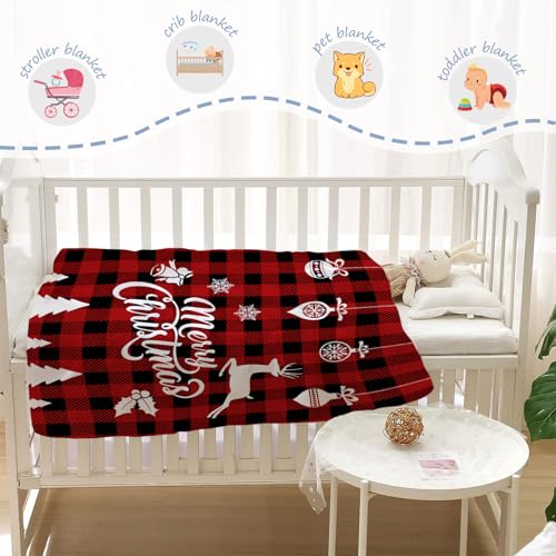YeeJu Christmas Baby Throw Blanket Decorative Red Plaid Christmas Blanket for Toddler Swaddle Pet Crib Soft Lightweight Fuzzy Plush Fleece Blankets and Throws Xmas Winter Holiday Blanket 30x40 - color: Chrsitmas-01, size: 30"x40"