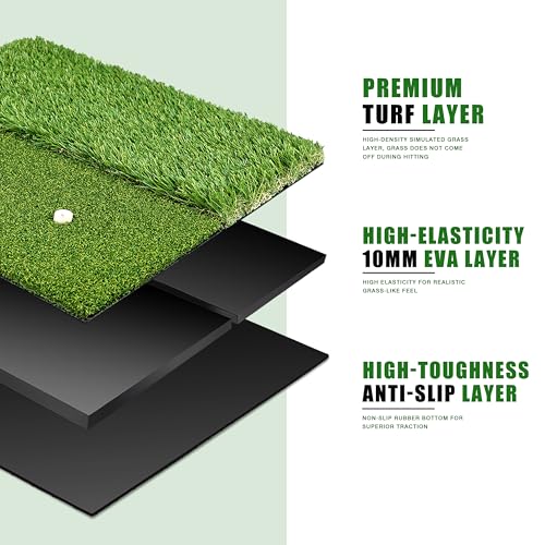 Premium Golf Hitting Mat, 10mm Foam Padding with Rubber Backing Golf Mat, Golf Practice Mat for Indoor and Outdoor Training - style: 24.4" * 16.9" Dual-Turf Mat