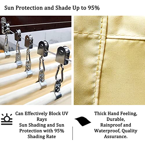 WIGING Outdoor Waterproof Retractable Sun Shade Sail, Slide Wire Wave Canopy Cover with Mounting Kit for Patio Garden Backyard Deck Pergola