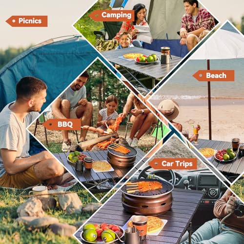 Opliy Portable Folding Camping Table for 4-6 Persons Aluminum Collapsible Table Lightweight with Carry Bag for Camping, Hiking, Picnics, BBQ, Beach Trips & Tailgating - size: XL (39.37 inch)