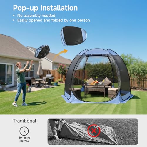 Alvantor 10'x10' Pop Up Screen House Tent, Instant Outdoor Gazebo with Mosquito Netting & UPF 50+ Sun Protection, Portable Canopy Shelter for Patio, Backyard, Camping (4-6 Person),Charcoal Gray - color: Charcoal Gray, size: 10'x10'