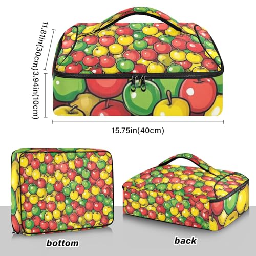 Casserole Carriers for Hot or Cold Food Reusable Casserole Dish Carrier Insulated Thermal Large Capacity Durable Perfect for Party Camping Family Gatherings Yellow Fish - color: Apples Colorful