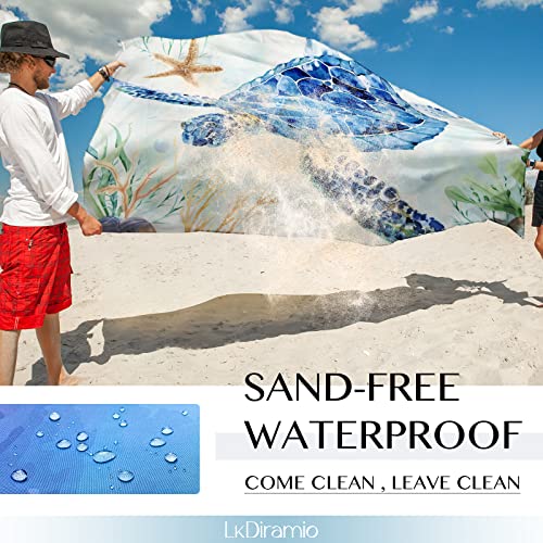 Beach Blanket Sand Proof Waterproof Oversized 100" x 80" Sand Free Mat with Corner Pockets and Mesh Bag for Outdoor, Picnic, Travel, Beach Accessories Portable, Watercolor Turtle - color: Watercolor Turtle