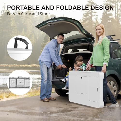 42.5" Fish Cleaning Table with Dual Sink, Portable Folding Camping Table with Faucet, Sprayer, Grid Rack, Hose Hook Up & Knife Groove, Outdoor Sink Station for Picnic Beach Patio - style: Fish cleaning table with dual sink