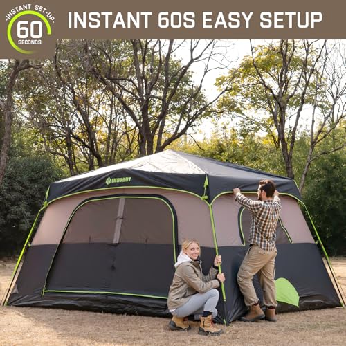 4/6/8/10 Person Instant Tent, Waterproof Pop Up Tents for Camping with Rainfly, 60 Seconds Easy Setup, Automatic Cabin Tent for Family Camping with Expandable Carry Bag & Upgraded Ventilation - color: Black, size: 8 Person
