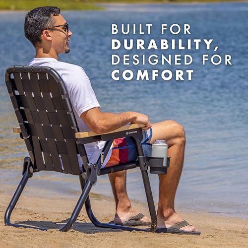 GoSports WOVN Beach Backpack Chair - 9 Styles Available - Premium Folding Camping Chair - color: Black