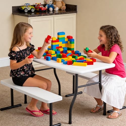Kids Picnic Table with Benches, 38" Outdoor Toddler Table Set for 4 Children, Heavy Duty HDPE Play Table, 300LBS Capacity, Kids patio table and Chairs for Backyard, Park, Garden, Crafting and Indoor