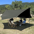 16x16 ft Large Camping Tarp with Poles Waterproof Hammock Rain Fly Camping Awning Sun Shelter (Green, Without Poles) - color: Green, size: Without Poles
