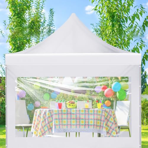 SmoothNovelty 3 Pcs Clear Canopy Sidewalls with Black Storage Bag Window Sidewall for 10 x 10 Inch Tent Waterproof Shade Wall, Sunwalls Only, Canopy Tent Not Included, No Zipper(White) - color: white