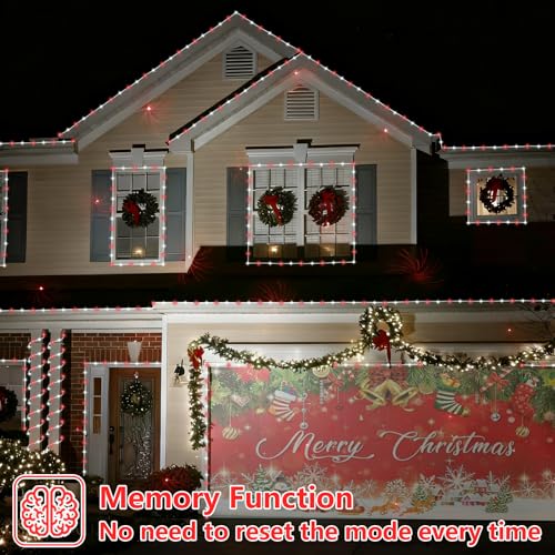 YEGUO Solar Rope Lights Outdoor Waterproof, 66ft 200 LED Red and White String Lights, 8 Modes Fairy Lights in Clear Thin Tube - color: Red and White