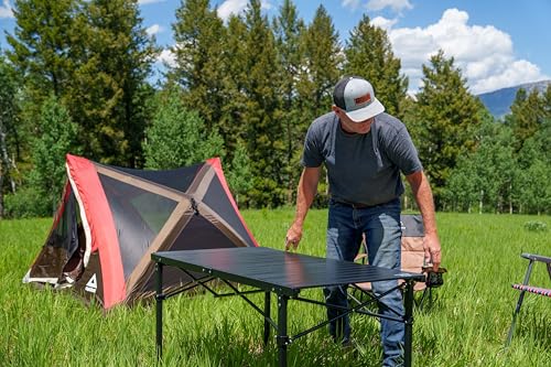 MOUNTAIN SUMMIT GEAR Heavy-Duty Roll-Top Table for Camping (Large) - Portable Aluminum-Top Folding Table with Steel Frame by Caddis Sports - size: Large