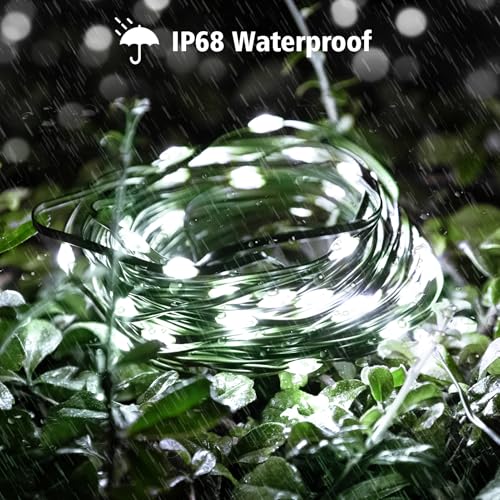 2 Pack Fairy String Lights Plug in 33Ft 100 LED, IP68 Waterproof Christmas Tree Light with Remote Timer Christmas Lights with 8 Modes Dimmable Twinkle Lights for Xmas Indoor Decor (Cool White) - color: Cool White