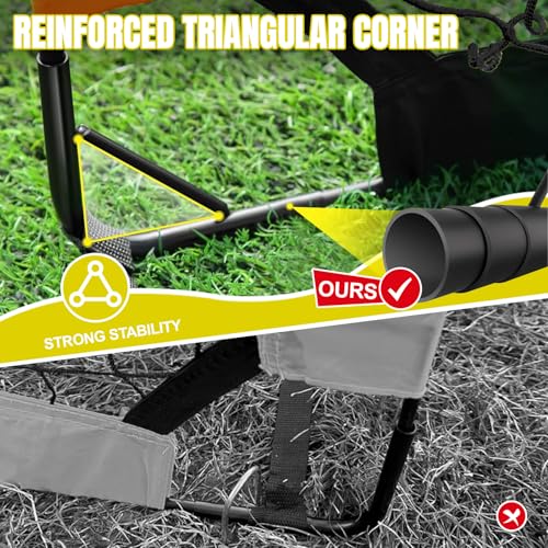 Pro-Grade Kids Backyard Soccer Goal, Tear-Resistant 5-Layer Polyester Soccer Net & 10mm Poles for Maximum Durability, 4x3ft/6x4ft/7x5ft, Pop Up Portable Soccer Training Equipment Set with Size 4 Ball - size: 6 ft x 4ft, style: Yellow