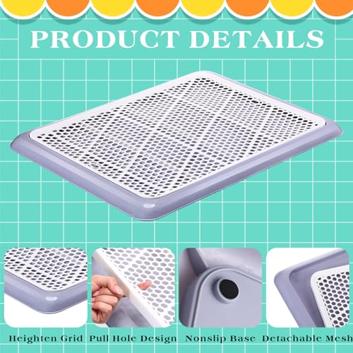 Mifoci 2 Pcs Dog Potty Tray Mesh Puppy Training Pad Holder Floor Protection Portable Pee Pad Pet Toilet Training Tray Litter Box Corner for Medium and Large Dogs (25.6 x 18.9 Inch,Gray) - color: Gray, size: 25.6 X 18.9 Inch