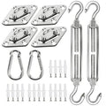 YOFIT 40 Pcs Shade Sail Hardware Kit, 6 Inch Outdoor Sun Sail Accessories, 304 Stainless Steel Turnbuckles & Brackets for Triangle/Rectangle Sails, Patio Canopy Installation Hardware Set Waterproof - size: 6 inch 40 pcs