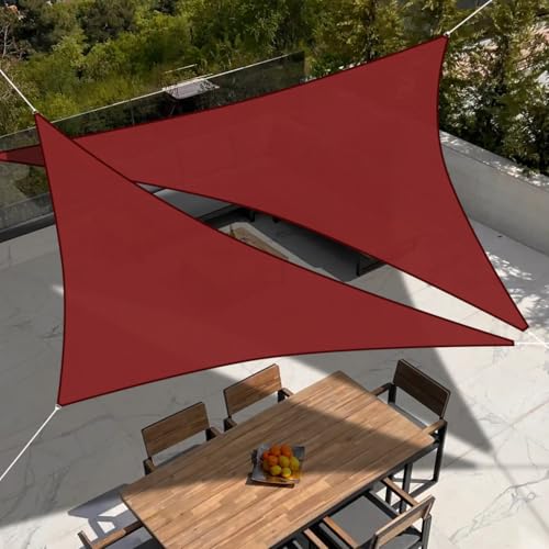 TANG 5'x6'x8' Waterproof Sun Shade Sail Triangle Outdoor Canopy UV Block Shade Cloth with Curved Edge for Patio Backyard Pool Pergola Cover, Red - color: Red, size: 5'x6'x8'