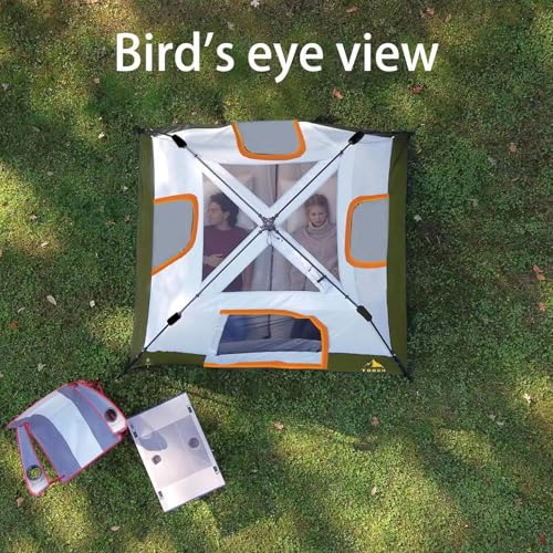 3/4 Person Camping Tent with 1 Door, 4 Windows, and Upgraded Ventilation– Instant Setup, Waterproof, 8'x 8'x 67''Oxford Fabric Floor Pop Up in 60 Seconds Includes Rainfly and Backpack - color: 4 Person Army Green