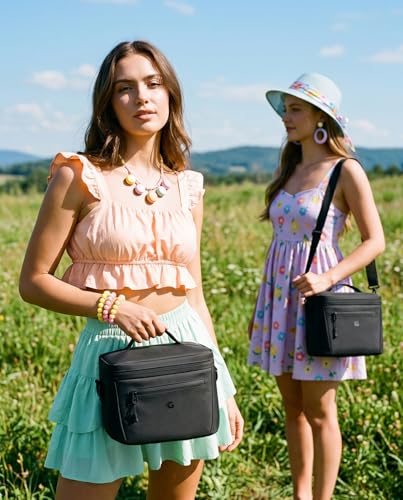 GLORIEROO Insulated Lunch Box Bag Women Girls - Waterproof Leakproof Lightweight Reusable Cooler for School Work Picnic - Back to School - color: Black, size: Standard 11l
