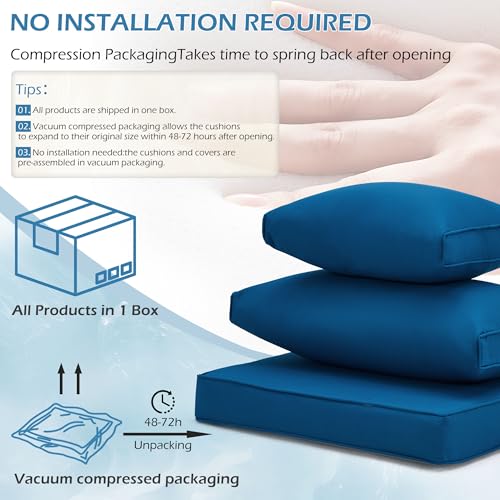 HOMREST Outdoor Replacement Cushions for Patio Furniture,Water-Repellent Sofa Cushion for 6-Seat Rattan Wicker Sectional Patio Conversation Sets,14-Piece Cushions Set for Outdoor Couch-Blue - color: Blue, size: 6 Seat