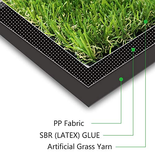Fas Home Artificial Grass Turf 3FTX16FT,0.8" Pile Height Realistic Synthetic Grass, Drainage Holes Indoor Outdoor Faux Grass Astro Rug Carpet for Pet Dog Garden Backyard Balcony - color: 3FT, size: 3FTX16FT