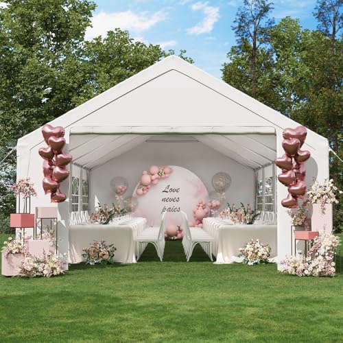 Party Tent 16x32 Canopy Heavy Duty, Waterproof Outdoor Event Tent with Removable Sidewalls & Roll-Up Door, Portable Carport for Wedding, BBQ, Camping, Birthday Party - size: 32x16ft