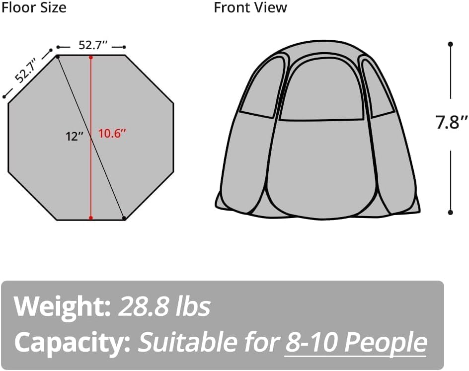 Alvantor® Pop Up Screen House Tent, UPF 50+ and Windproof Dome Outdoor Canopy Tent with Roll Up Zipped Door Privacy Gazebo, Sun Shelter Compact & Lightweight for Party Camping Fishing Picnic - color: Khaki, size: 12'x12'